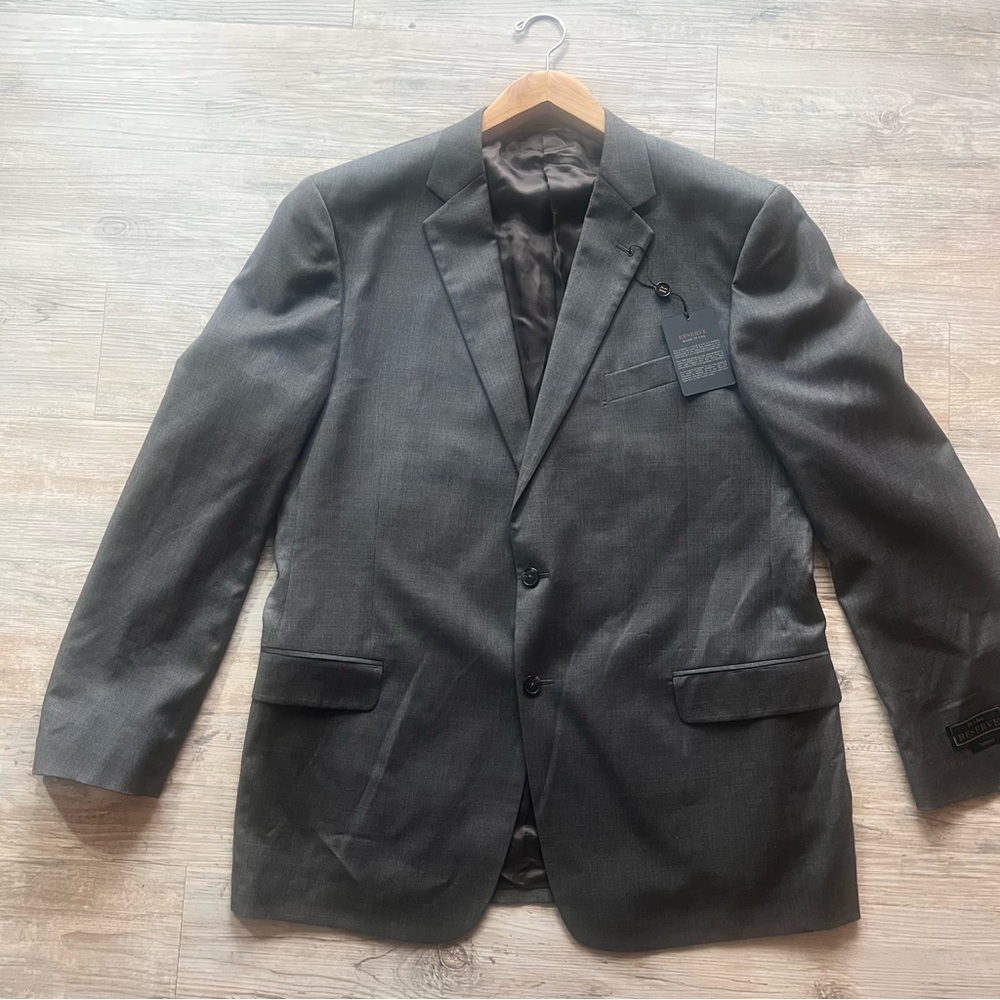 Jos. A. Bank Reserve Blazer Jacket Mens 46L/W30 Tailored Fit Gray Wool NWT